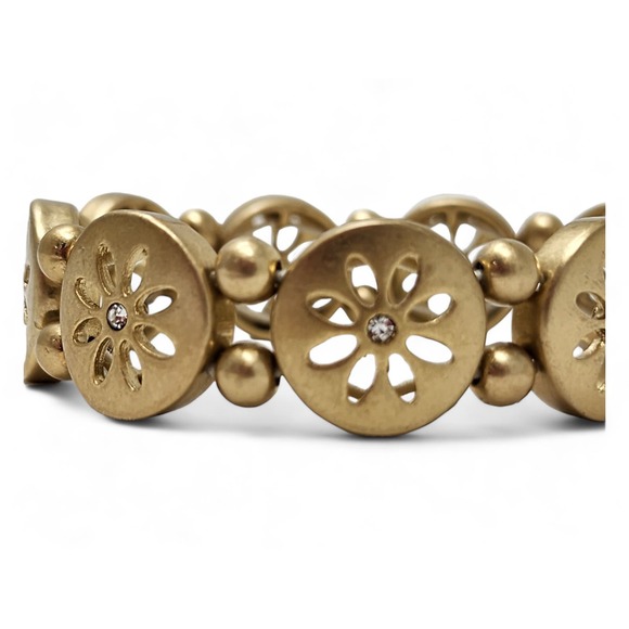 NWT Lia Sophia - Flower "Daisy Chain" Matte Gold Stretch Bracelet - Picture 9 of 10